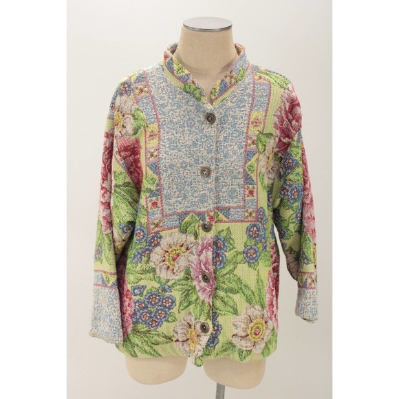 Vintage Sugar Street Weavers Womens Size Medium Floral Tapestry Jacket Button Up - Picture 7 of 13